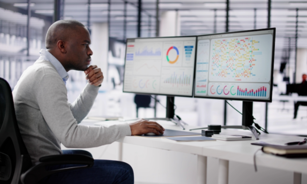 financial officer at computer