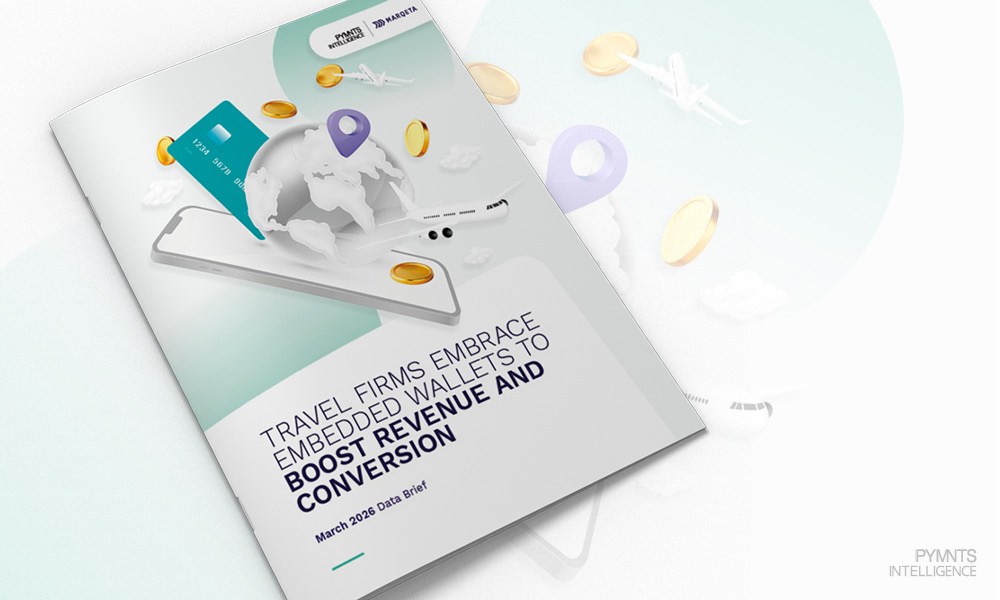 Hero image for the March 2026 edition of the The Next Revolution in Digital Payments series, a PYMNTS Intelligence and Marqeta collaboration. Embedded finance is reshaping travel platforms, driving conversions through integrated financial solutions and improving customer experience.