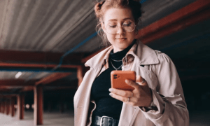 young woman with phone