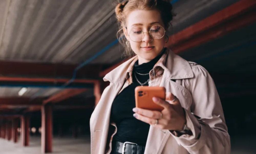 young woman with phone