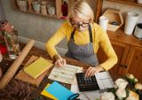 small business owner doing bookkeeping