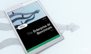 Hero image for the May 2026 edition of the PYMNTS Intelligence Enterprise AI Benchmark Report. New PYMNTS Intelligence data shows how financial services, healthcare and media firms deploy AI differently as budgets rise.