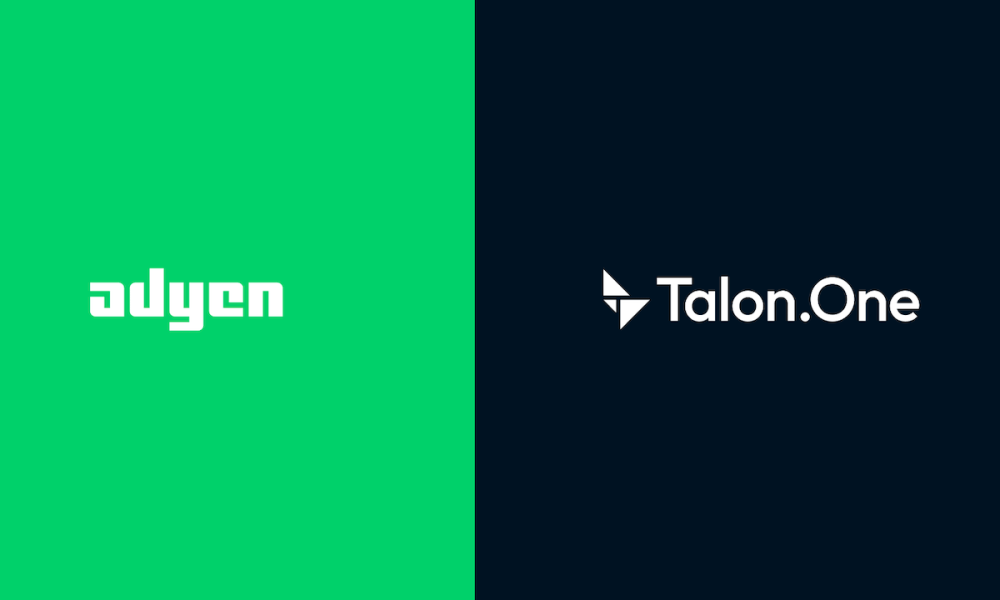 Adyen and Talon.One logos on green and black background