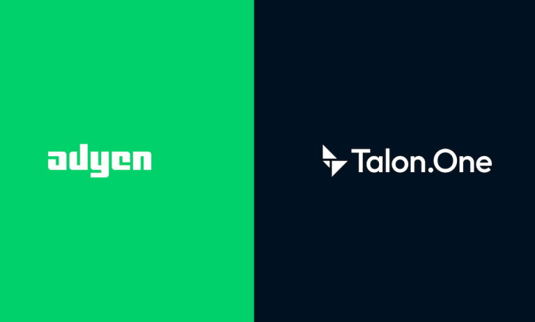 Adyen and Talon.One logos on green and black background