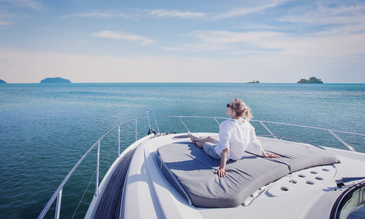 woman on luxury yacht