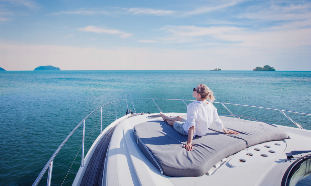 woman on luxury yacht