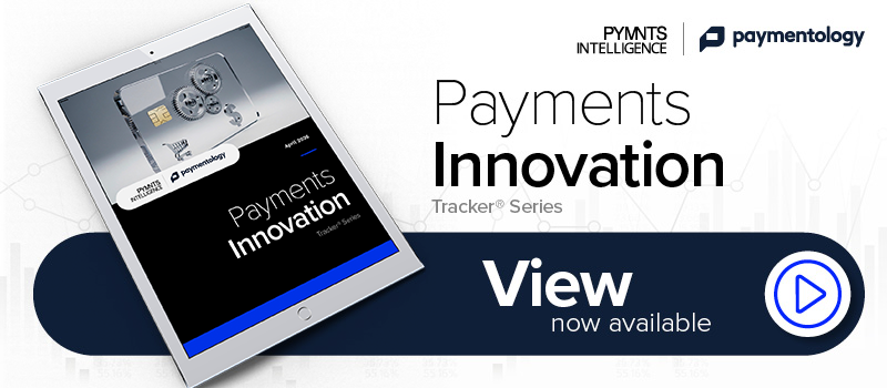 Download button for the April 2026 edition of the PYMNTS Intelligence and Paymentology Payments Innovation Tracker. Agentic commerce is redefining transactions as AI agents initiate purchases, accelerating demand for real-time payment card platforms.