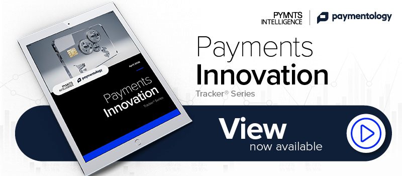 Download button for the April 2026 edition of the PYMNTS Intelligence and Paymentology Payments Innovation Tracker. Agentic commerce is redefining transactions as AI agents initiate purchases, accelerating demand for real-time payment card platforms.