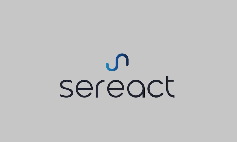 Sereact logo on gray background