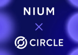 Nium and Circle logos on purple background