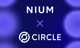 Nium and Circle logos on purple background
