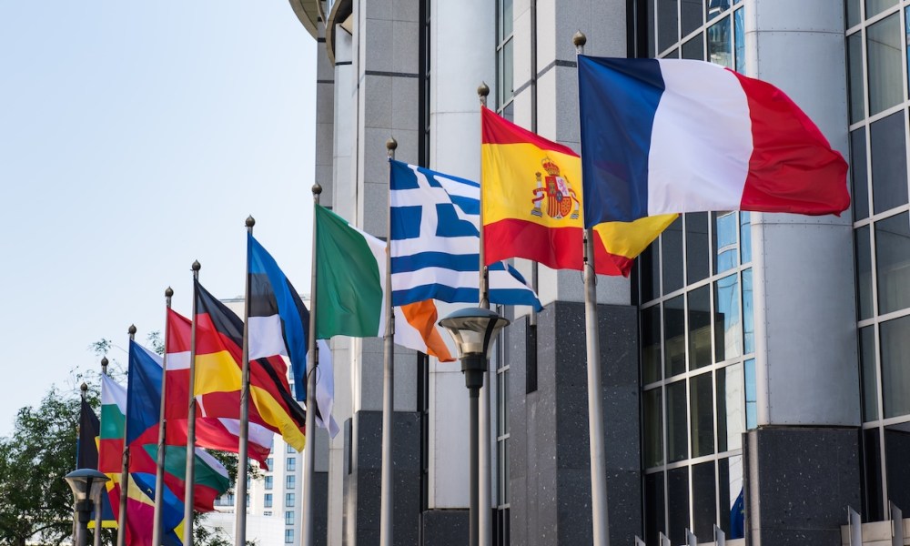 European flags in Brussels