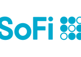 SoFi logo blue on white