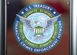 US Treasury financial crimes enforcement Network emblem, on a window