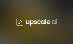 Upscale AI logo on brown background
