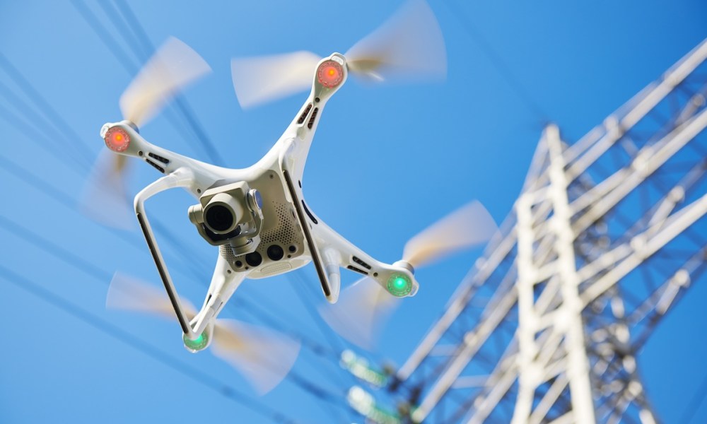drone at power lines