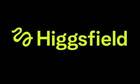Higgsfield logo green on black background
