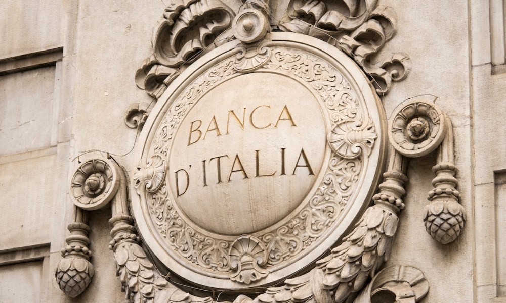 Banca d’Italia (Bank of Italy) logo sign on the offices building in Milan, Italy