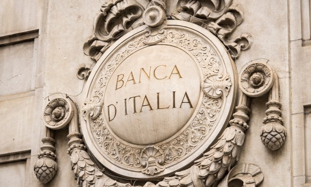 Banca d’Italia (Bank of Italy) logo sign on the offices building in Milan, Italy