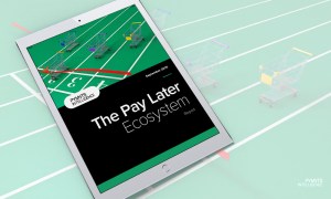 Cover image for the PYMNTS Intelligence Pay Later Ecosystem Date Piece. PYMNTS Intelligence compares four leading BNPL providers by reach, customers, payment plans and purchase size.
