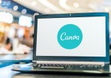 Canva logo on laptop