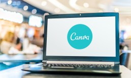 Canva logo on laptop