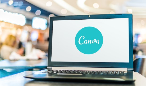 Canva logo on laptop