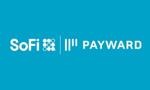 SoFi and Payward logos, white on blue background