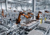 Industrial robotic arms in factory