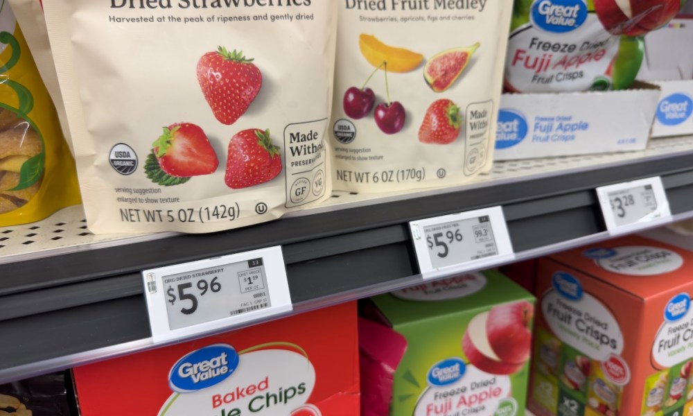 electronic shelf labels in Walmart grocery store
