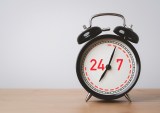 alarm clock with 24/7 in red