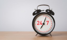 alarm clock with 24/7 in red
