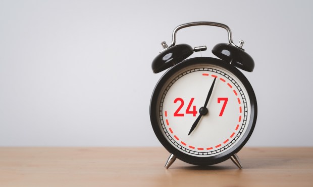 alarm clock with 24/7 in red